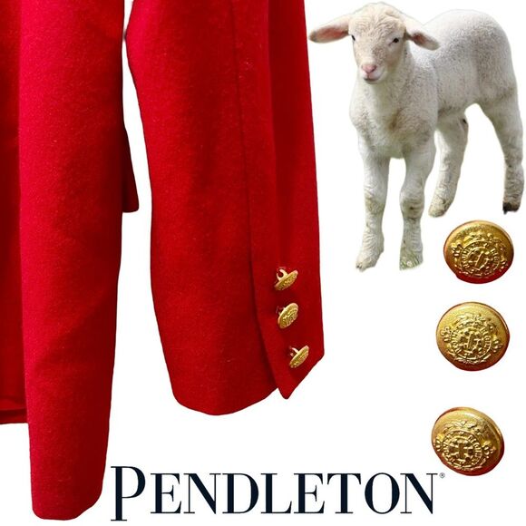 Pendleton Vintage 100% Virgin Wool Blazer Suit Jacket Made in USA Red Womens 8 - Picture 9 of 16